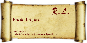 Raab Lajos névjegykártya